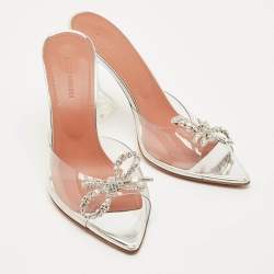 مملوكة مسبقًا Amina Muaddi Rosie Size 38.5 Transparent PVC Slide Sandals