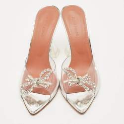 مملوكة مسبقًا Amina Muaddi Rosie Size 38.5 Transparent PVC Slide Sandals