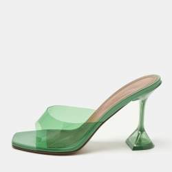 مملوكة مسبقًا Amina Muaddi lupita Size 39 Green PVC Slide Sandals