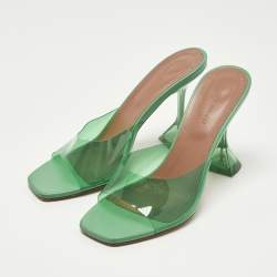 مملوكة مسبقًا Amina Muaddi lupita Size 39 Green PVC Slide Sandals