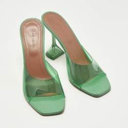 مملوكة مسبقًا Amina Muaddi lupita Size 39 Green PVC Slide Sandals