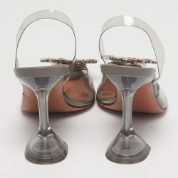 Pre Owned Amina Muaddi Begum Size 37 Black PVC Slingback Pumps