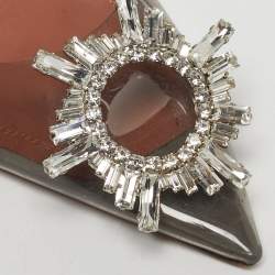 Pre Owned Amina Muaddi Begum Size 37 Black PVC Slingback Pumps