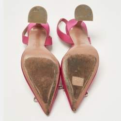 Pre Owned Amina Muaddi Begum Size 40 Pink Satin Slingback Pumps