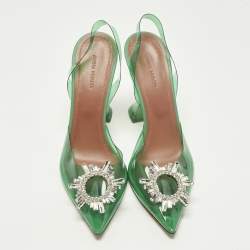Pre Owned Amina Muaddi Rosie Size 40 Green PVC Slingback Pumps