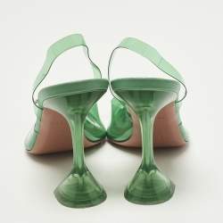 Pre Owned Amina Muaddi Rosie Size 40 Green PVC Slingback Pumps