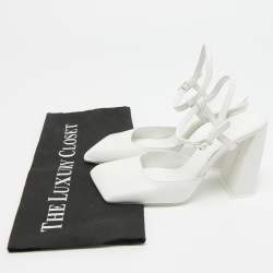 Pre Owned حذاء كعب عالي أمينة معادي شارلوت 95 مقاس 35 جلد أبيض بسير حول الكاحل