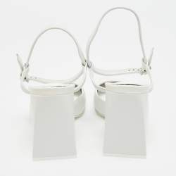 Pre Owned حذاء كعب عالي أمينة معادي شارلوت 95 مقاس 35 جلد أبيض بسير حول الكاحل