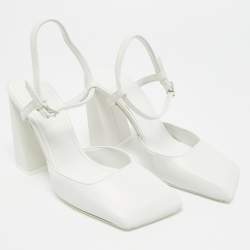 Pre Owned حذاء كعب عالي أمينة معادي شارلوت 95 مقاس 35 جلد أبيض بسير حول الكاحل