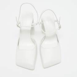 Pre Owned حذاء كعب عالي أمينة معادي شارلوت 95 مقاس 35 جلد أبيض بسير حول الكاحل