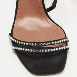 مملوكة مسبقًا Amina Muaddi Gilda Size 42 Black Suede Crystal Embellished Slide Sandals