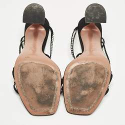 مملوكة مسبقًا Amina Muaddi Gilda Size 42 Black Suede Crystal Embellished Slide Sandals