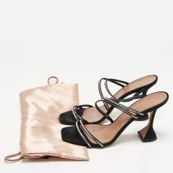 مملوكة مسبقًا Amina Muaddi Gilda Size 42 Black Suede Crystal Embellished Slide Sandals