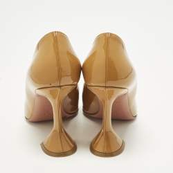 مملوكة مسبقًا حذاء كعب عالي أمينة معادي آمي جلد لامع بيج مقاس 37.5