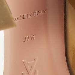 مملوكة مسبقًا حذاء كعب عالي أمينة معادي آمي جلد لامع بيج مقاس 37.5