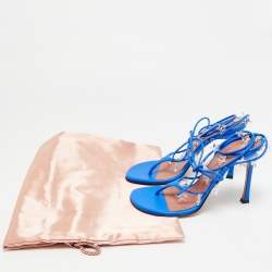 مملوكة مسبقًا Amina Muaddi Daryl Size 39 Blue Leather Slide Sandals