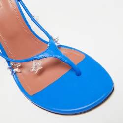 مملوكة مسبقًا Amina Muaddi Daryl Size 39 Blue Leather Slide Sandals