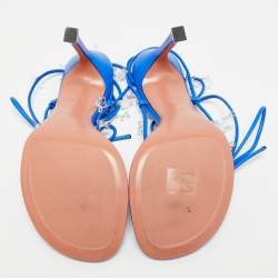 مملوكة مسبقًا Amina Muaddi Daryl Size 39 Blue Leather Slide Sandals