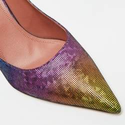 Pre Owned Amina Muaddi Giorgia Size 39.5 Multicolor Nubuck Leather Pumps