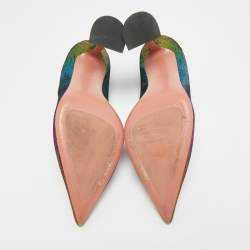 Pre Owned Amina Muaddi Giorgia Size 39.5 Multicolor Nubuck Leather Pumps