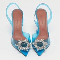 مملوكة مسبقًا Amina Muaddi Begum Size 37 Blue PVC Slingback Pumps