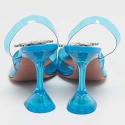 مملوكة م سبقًا Amina Muaddi Begum Size 37 Blue PVC Slingback Pumps