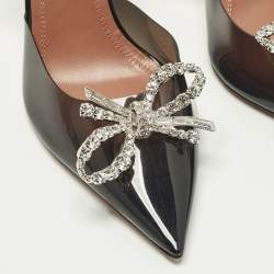 Pre Owned Amina Muaddi Rosie Size 37.5 Black PVC Slingback Pumps