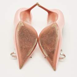 مملوكة مسبقًا حذاء كعب عالي أمينة معادي روزي شفاف/فضي بي في سي وجلد مقاس 40.5