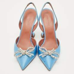 Pre Owned حذاء كعب عالي أمينة معادي بيجوم ساتان وردي مزخرف كريستال فتحة كعب مقاس 41