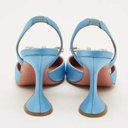 Pre Owned حذاء كعب عالي أمينة معادي بيجوم ساتان وردي مزخرف كريستال فتحة كعب مقاس 41