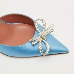 Pre Owned حذاء كعب عالي أمينة معادي بيجوم ساتان وردي مزخرف كريستال فتحة كعب مقاس 41