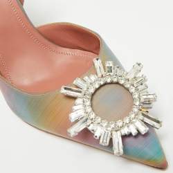 مملوكة مسبقًا Amina Muaddi Begum Size 38.5 Multicolor Iridescent Leather Slingback Pumps