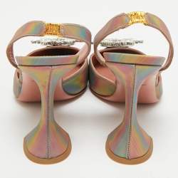مملوكة مسبقًا Amina Muaddi Begum Size 38.5 Multicolor Iridescent Leather Slingback Pumps