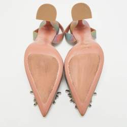 مملوكة مسبقًا Amina Muaddi Begum Size 38.5 Multicolor Iridescent Leather Slingback Pumps