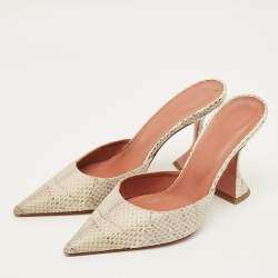 Pre Owned Amina Muaddi Fiona Size 39.5 Multicolor Python Pointed Toe Mules