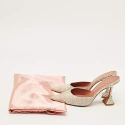 Pre Owned Amina Muaddi Fiona Size 39.5 Multicolor Python Pointed Toe Mules