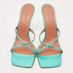 مملوكة مسبقًا حذاء سلايد أمينة معادي أدريانا مزخرف كريستال متقاطع ساتان أسود مقاس 40