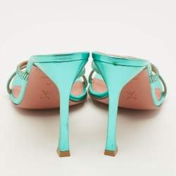 مملوكة مسبقًا حذاء سلايد أمينة معادي أدريانا مزخرف كريستال متقاطع ساتان أسود مقاس 40