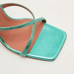 مملوكة مسبقًا حذاء سلايد أمينة معادي أدريانا مزخرف كريستال متقاطع ساتان أسود مقاس 40