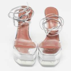 Pre Owned صندل أمنة معادي داليدا جلد شفاف وبي في سي مع إسوارة للكاحل مقاس 37