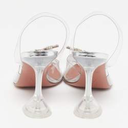 Pre Owned حذاء كعب عالي أمينة معادي بيجوم ساتان وردي مزخرف كريستال فتحة كعب مقاس 41