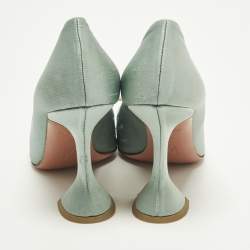 Pre Owned حذاء كعب عالي أمينة معادي بيغام ساتان أبيض مزخرف كريستال مقدمة مدببة مقاس 39