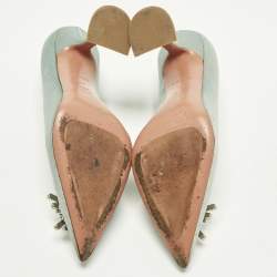 Pre Owned حذاء كعب عالي أمينة معادي بيغام ساتان أبيض مزخرف كريستال مقدمة مدببة مقاس 39