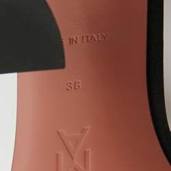 Pre Owned Amina Muaddi Gilda Size 38 Black Satin Crystal Emebellished Ankle Strap Sandals