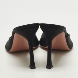 Pre Owned صندل سلايد أمينة معادي أليكسا شبكة سوداء وساتان مقاس 38