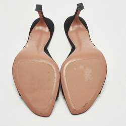 Pre Owned صندل سلايد أمينة معادي أليكسا شبكة سوداء وساتان مقاس 38