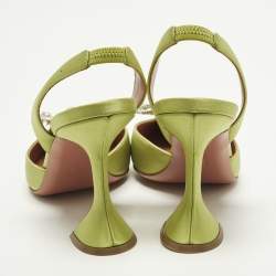 مملوكة مسبقًا حذاء كعب عالي أمينة معادي ساتان أخضر فتحة كعب مقاس 39