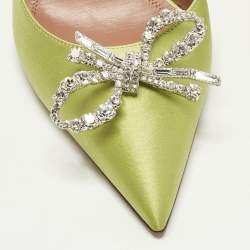 مملوكة مسبقًا حذاء كعب عالي أمينة معادي ساتان أخضر فتحة كعب مقاس 39