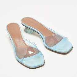 Pre Owned Amina Muaddi lupita Size 36 Blue PVC Slide Sandals