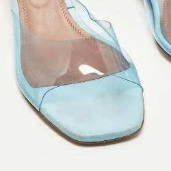 Pre Owned Amina Muaddi lupita Size 36 Blue PVC Slide Sandals